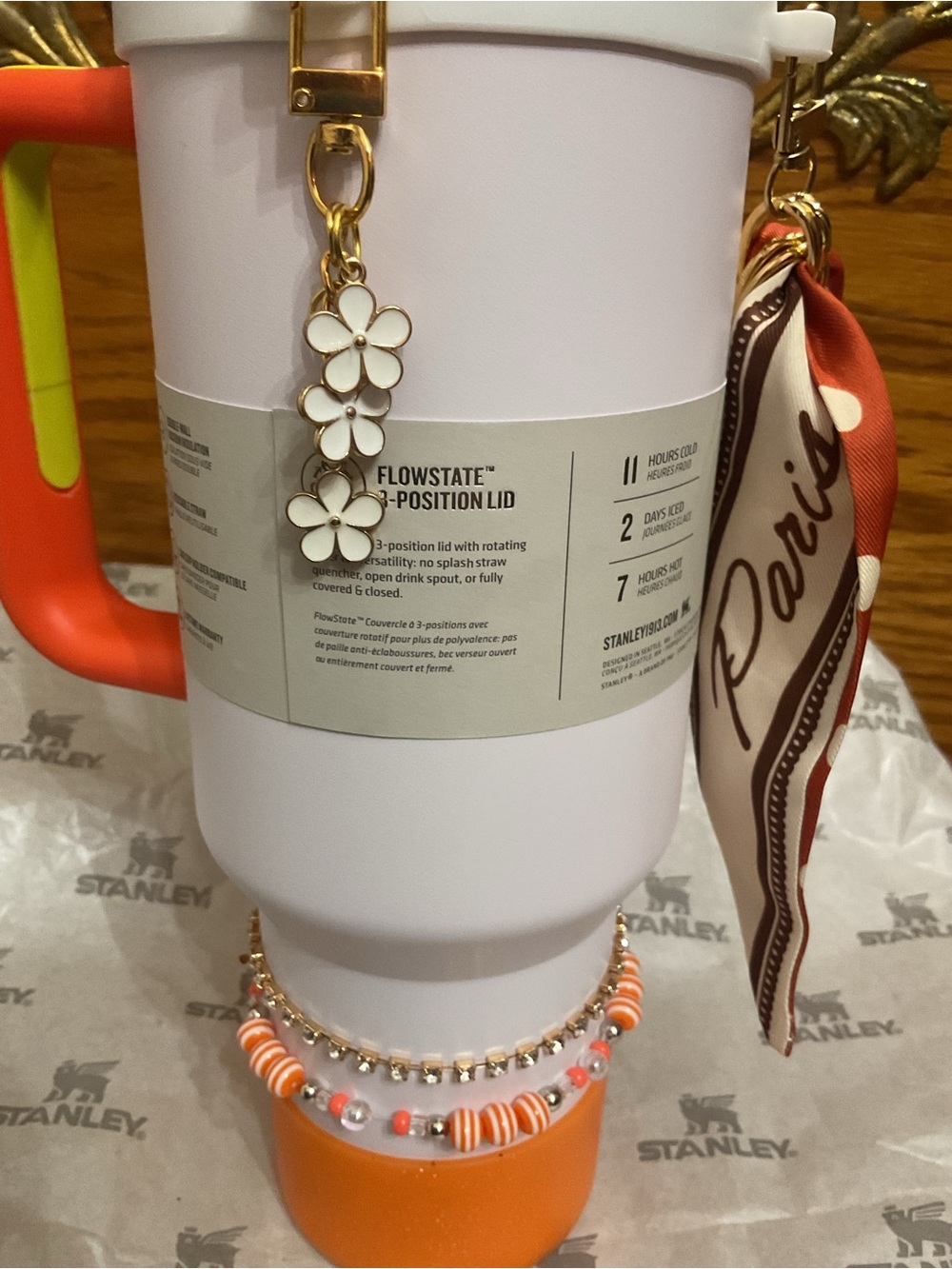 Stanley White Colorway 40oz Quencher H2.0 Tumbler with Decorative accessories - Picture 9 of 9